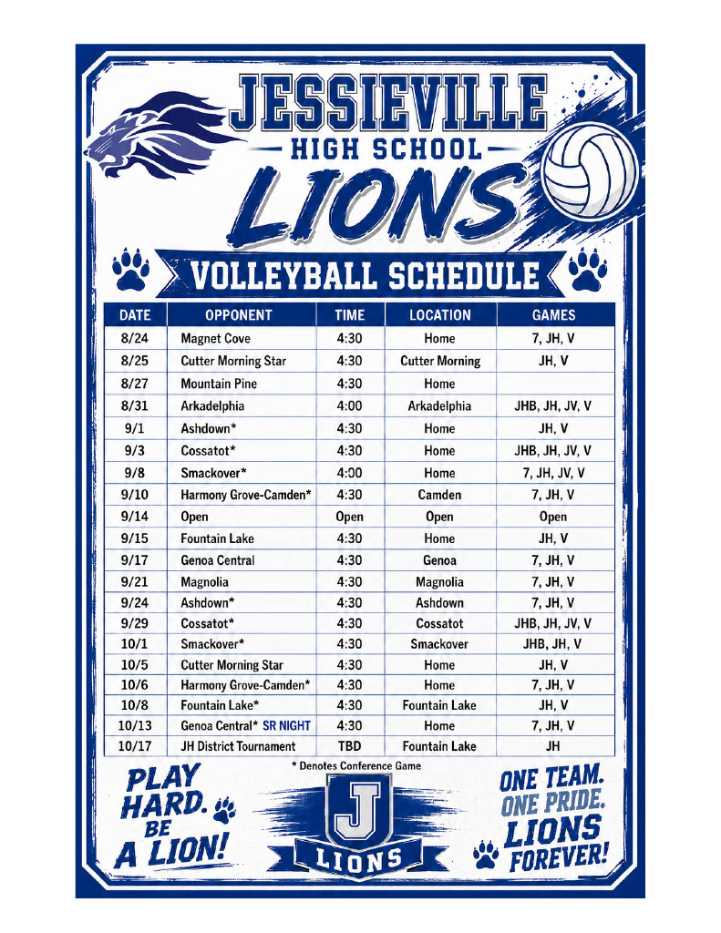 Jessieville Volleyball Schedule